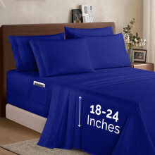 Elegant Comfort 1500 Premium Quality 6-Piece Bed Sheet Set - 18-24 Inch Extra Deep Pocket Smart Storage Pockets Wrinkle Free Ultra Soft 6PC Extra D
