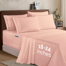 Elegant Comfort 1500 Premium Quality 6-Piece Bed Sheet Set - 18-24 Inch Extra Deep Pocket Smart Storage Pockets Wrinkle Free Ultra Soft 6PC Extra D