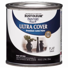 Rust-Oleum 1976730 Painter's Touch Latex Paint Half Pint Flat Black 8 Fl Oz (Pack of 1)