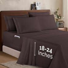 Elegant Comfort 1500 Premium Quality 6-Piece Bed Sheet Set - 18-24 Inch Extra Deep Pocket Smart Storage Pockets Wrinkle Free Ultra Soft 6PC Extra D