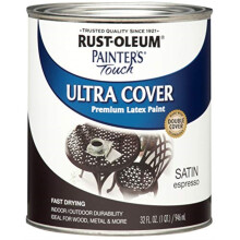 Rust-Oleum 1 qt 242018 Espresso Painters Touch 2X Ultra Cover Premium Latex Paint, Satin