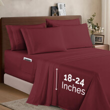 Elegant Comfort 1500 Premium Quality 6-Piece Bed Sheet Set - 18-24 Inch Extra Deep Pocket Smart Storage Pockets Wrinkle Free Ultra Soft 6PC Extra D