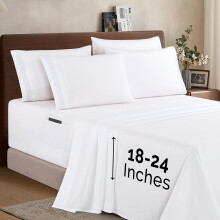 Elegant Comfort 1500 Premium Quality 6-Piece Bed Sheet Set - 18-24 Inch Extra Deep Pocket Smart Storage Pockets Wrinkle Free Ultra Soft 6PC Extra D