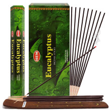 Eucalyptus r?gelsespinde og r?gelsespindeholder bundt insence insense hem r?gelsespinde