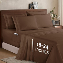 Elegant Comfort 1500 Premium Quality 4-Piece Bed Sheet Set - 18-24 Inch Extra Deep Pocket Smart Storage Pockets Wrinkle Free Ultra Soft 4PC Extra D