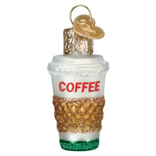 Old World Christmas Mini Coffee to Go Glass Blown Ornament for Christmas Tree Handcrafted Holiday Decoration Beverage Collection