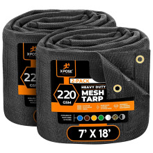 Xpose Safety Telo in rete resistente 7' x 18' (confezione da 2) - Copertura protettiva nera multiuso con flusso d'aria - Da utilizzare per ancora