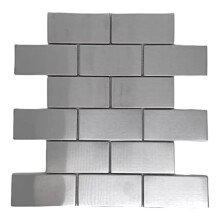 Tenedos 2x4 RVS Subway Mozaïek Tegel, Mesh-Gemonteerd voor Keuken Backsplash, Badkamer Accent - Modern Metaal (2 Bladen)