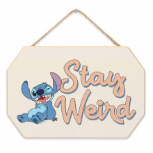 Decoracin de pared de madera colgante ""Lilo y Stitch Stay Weird"" de Disney: un bonito letrero de Stitch para el dormitorio o la sala de juegos d