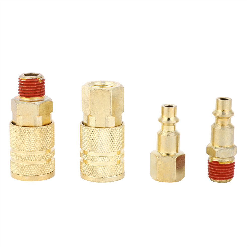 Durable Npt 1/4In Brass Plated Pneumatic Quick Connectors 12 Pcs 3781362446039