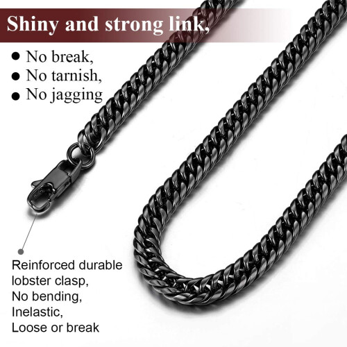 FindChic M?nd Chain Halsk?de Double Curb Cuban Link 6mm 26'' Sort Halsk?de til 2