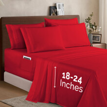 Elegant Comfort 1500 Premium Quality 4-Piece Bed Sheet Set - 18-24 Inch Extra Deep Pocket Smart Storage Pockets Wrinkle Free Ultra Soft 4PC Extra D