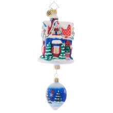 Christopher Radko Hand-Crafted European Glass Christmas Decorative Ornament Snowdrop Cottage