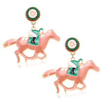 Orecchini a cavallo Divertenti orecchini pendenti a goccia per cavalli da corsa del Kentucky Derby per le donne Orecchini pendenti a forma di cav