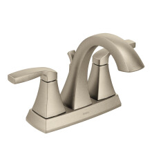 Rubinetto per bagno Centerset ad arco alto a due maniglie in nichel spazzolato Moen Voss con gruppo di scarico 6901BN