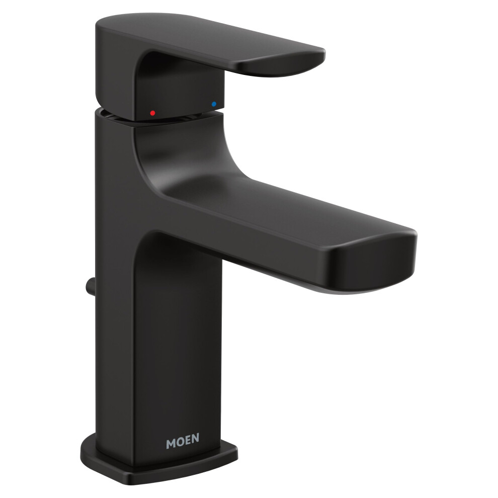 Photos - Tap Hidden Part Moen Rizon Matte Black One-Handle Modern Bathroom Faucet with Drain Assembly 6900BL 