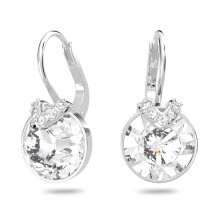 Pendientes Swarovski Bella con cristales redondos de Swarovski blancos y Pav? en un engaste chapado en rodio