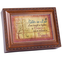 Cottage Garden Sister-in-Law Rich Woodgrain Rope Trim Music Box spiller sang That's What Friends is for