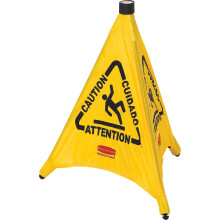 Cono de Seguridad Pop-Up "Piso Mojado" Rubbermaid, 20 Pulgadas, Amarillo, Señal de Advertencia