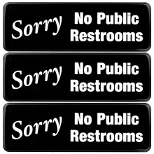 Excello Global Products Bitte keine öffentlichen Toiletten: Einfach anzubringendes Informationsschild mit Symbolen 9x3, 3er-Pack (Schwarz)