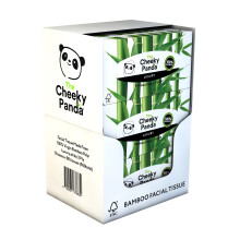 The Cheeky Panda 100% Plastic Free Bamboo Facial Tissue Flat Box, Pack of 12, Total 960 Tissues