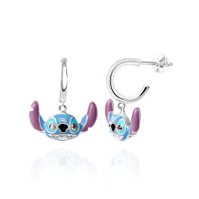 Kolczyki Disney Stitch dla kobiet Oficjalna licencja Srebrne, pozłacane ściegiem kolczyki w kształcie obręczy Biżuteria ściegowa
