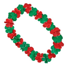 Blinkee Collana con lei di Natale con fiori hawaiani non illuminati rosso verde