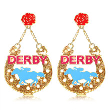 HZEYN Orecchini Derby Kentucky Derby Orecchini a ferro di cavallo rosa Orecchini per il giorno della gara Pendenti Fan di corse di cavalli Gioiel