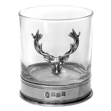 English Pewter Company 11oz Old Fashioned Whisky Glas Met Hertenkop en Pewter Basis [STAG104]