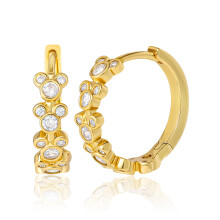 Mickey Mouse Oorbellen voor Vrouwen, Geel Goud Flash-Plated, Cubic Zirconia