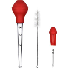 Komfortable Truthahnspritze mit griffigen Oberflächen für einfache Handhabung, inklusive lebensmittelechtem Silikonballon, hitzebeständig bis 230