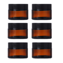 6 csomag 0,5 oz borostynsznu veg kozmetikai tgelyek kis sminkminta tartlyok szivrgsmentes tartly fekete tetovel, szles szj kerek tgely t