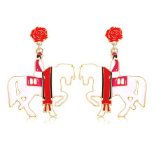 HZEYN Derby ?reringe Kentucky Derby Rose Horse ?reringe Race Day ?reringe Dangle Horse Racing Fan Jewlery Gaver Ridehest