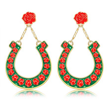 Orecchini Derby Orecchini per cavalli da corsa floreali con perline Accessori Kentucky Derby Accessori per fan di corse di cavalli occidentali (F