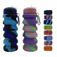Dontinhu hopfllbara vattenflaskor 2-pack 16oz (ca 500 ml) Resebrbar sportvattenflaska Silikon Vikbara vattenflaskor fr gymcamping utomhusvandr