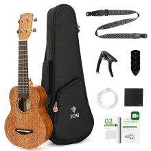 TOM Ukull soprano 21"" - Kit complet pour dbutant comprenant une sangle de verrouillage rapide, un ukull professionnel en acajou massif pour