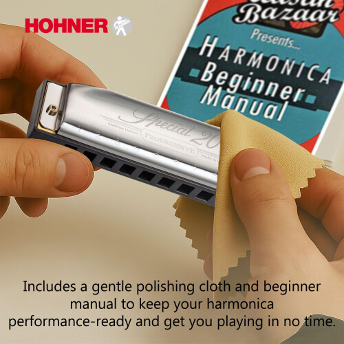Hohner Special 20 Harmonica  Cl de C Bundle avec tui zipp, manuel d'instructions et chiffon de polissage Austin Bazaar 2