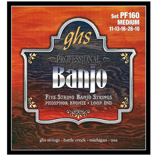 GHS Strings PF160 5-String Banjo Snaren, Phosphor Bronze, Medium (11-26)