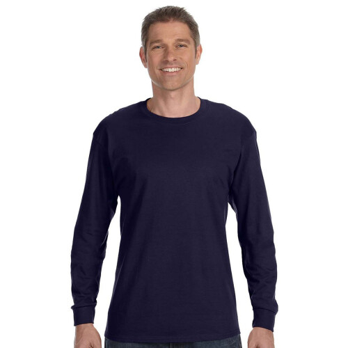Hanes TAGLESS Tricko s dlouhm rukvem Navy Medium