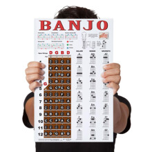 Gelamineerde Banjo Poster - Akkoorden Rollen Vingerbord Notities - Open G Stemmen 11x17