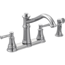Moen 7255C Belfield Traditioneller Zweigriff-Kchenarmatur mit hohem Lichtbogen und Seitenbrause, Chrom