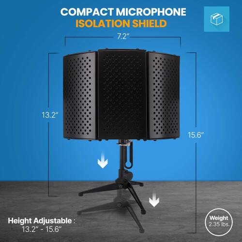 Pyle Geluidsisolatie Opname Booth Shield - 2" Dikke Opvouwbare Studio Microfoon Dempend Filter 2