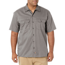 Dickies Miesten lyhythihainen typaita - Kestvt Twill Button Down -paidat miehille Kevyt univormu pivittiseen kyttn Hopeanharmaa Suuri