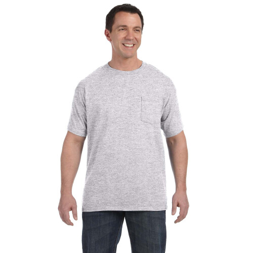Hanes Herren Tagless Tee With Pocket Ash Medium
