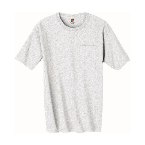 Hanes Herren Tagless Tee With Pocket Ash Medium 1