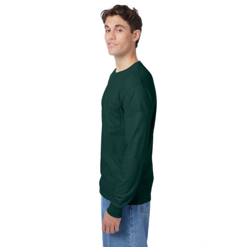 Hanes 5596 Miesten Authentic-T pitkhihainen tasku T-paita 2