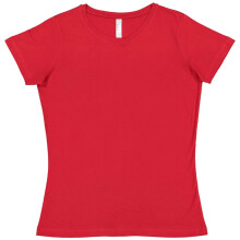 LAT Maglietta da donna a maniche corte girocollo in jersey di cotone 100% (3516) Rosso L
