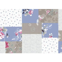 Brilliant Sunshine Rosa och bl rosor Toile Quilt Set 3-delade sngklder Set Livlig Patchwork Design Tvttbart Vndbart verkast Mjukt Ltt tck