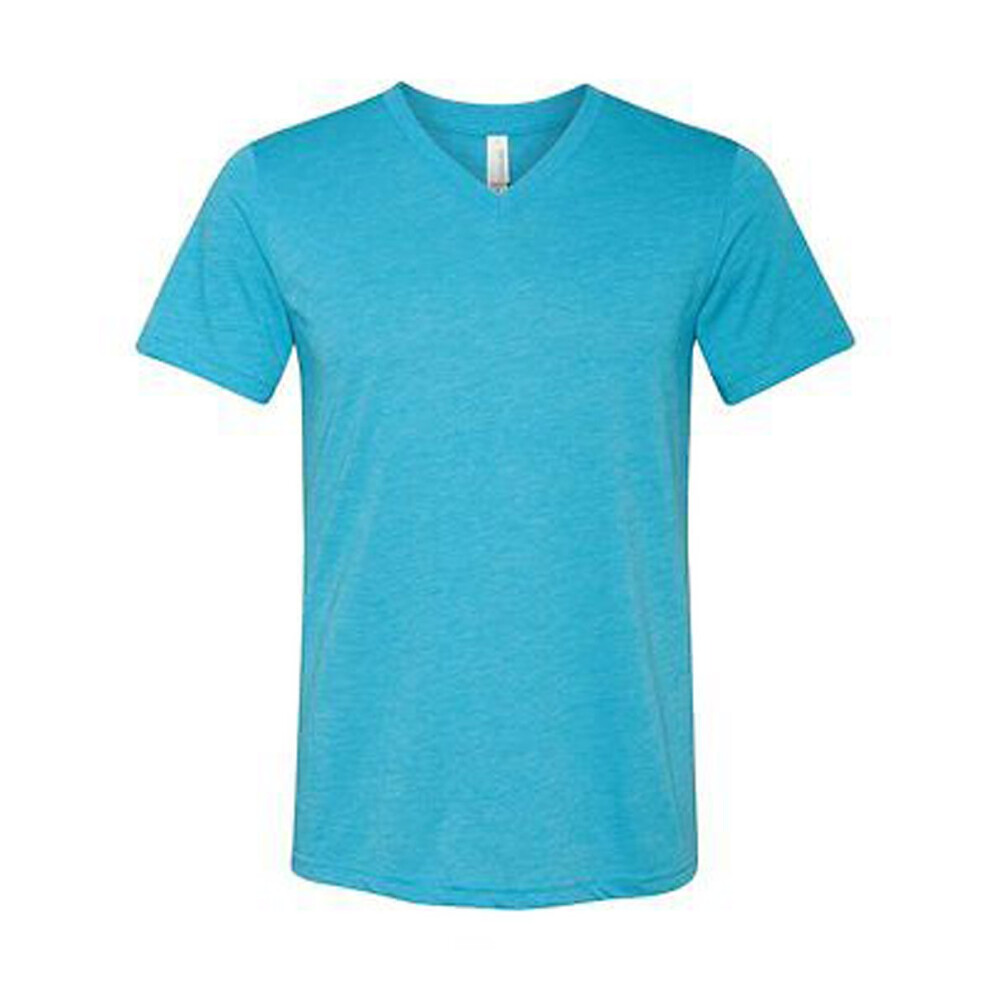 Bella 3415 Unisex Triblend T-Shirt Met Korte Mouwen En V-Hals - Aqua Triblend44; Groot-image