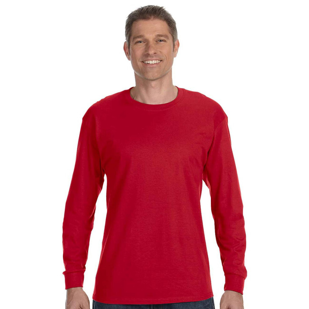 Hanes Tagless T-Shirt Met Lange Mouwen Dieprood Groot-image